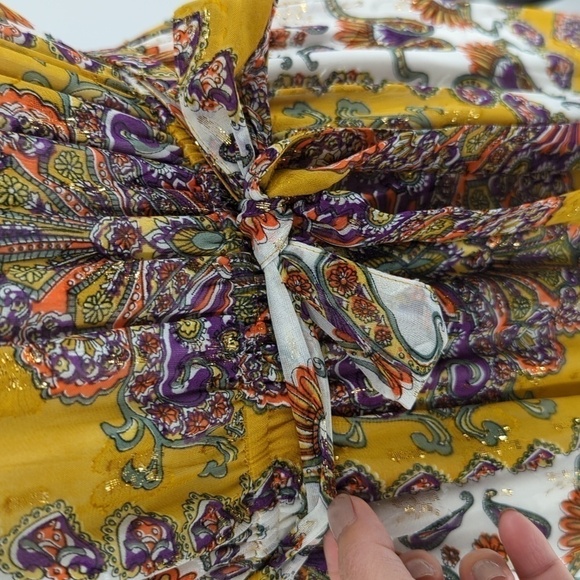 Anthropologie Akemi + Kin Paisley Maxi Dress Yellow Gold XS bohemian summer - Picture 5 of 7